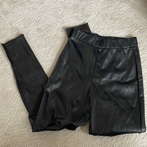 Faux, leather pants with split ham